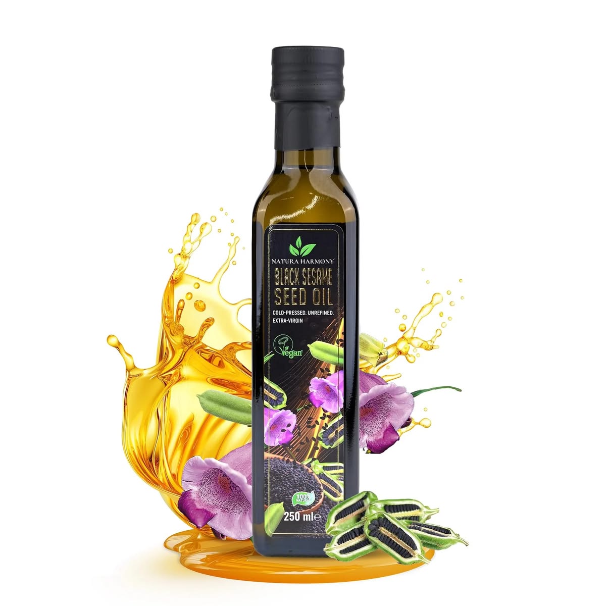 Wood Pressed Black sesame oil(చెక్క గానుగలో నూరిన నల్ల నువ్వుల నూనె)